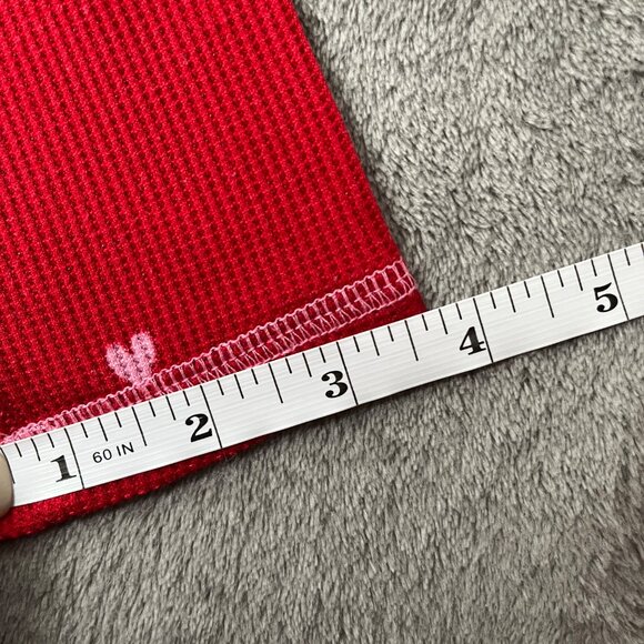 Laura Ashley Heart Print Pajama Set Women’s M Red Waffle Knit Y2K Cozy Valentine - Picture 9 of 16